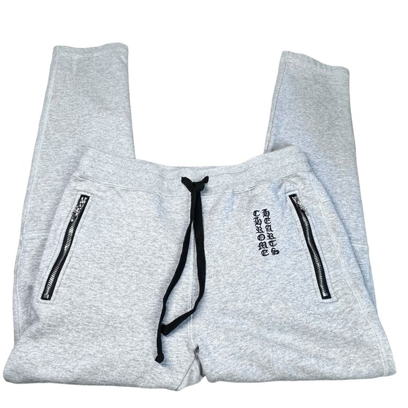 CHROME HEARTS Leather Cross Script Grey Sweatpants Tracksuit Pants Men's Size S - Picture 13 of 16